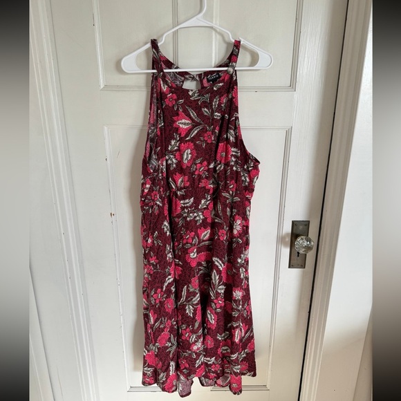 torrid Dresses & Skirts - Torrid Burgundy floral print dress size 2 (2x or 18/20)